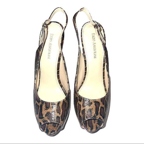 Enzo Angiolini Leopard Print Open Toe Sandal with Pink Heel Nine West BNWOT - Picture 4 of 8